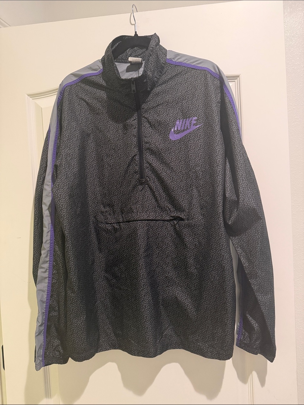 Vintage Nike grey and purple half-zip anorak windbreaker size large